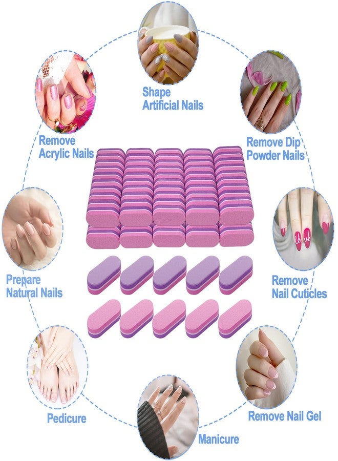 GigaGround Mini Nail Buffer (100 Pack), Buffers for Acrylic Nails and Natural Nails, 100/180 Grit Nail Buffer Block Nail File Bulk Small Buffing Blocks for Nail Buff Professional Manicure Set Purple/Pink - Image 5